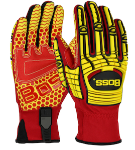 Gloves, Boss, Leather Palm With Silicone Grip, Spandex Back and TPR, 120-MP2415
