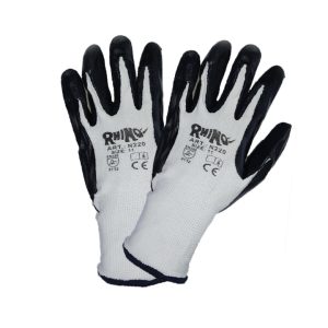 Gloves, Nitrile-Coated, Nylon, Rhino, Black, N220