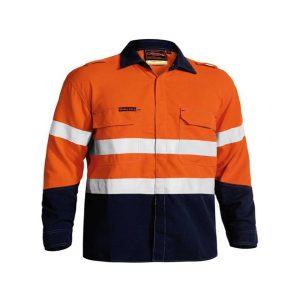 Bisley Apex 160 Taped Hi Vis FR Ripstop Vented Shirt, Long Sleeves, BS8338T_TT02