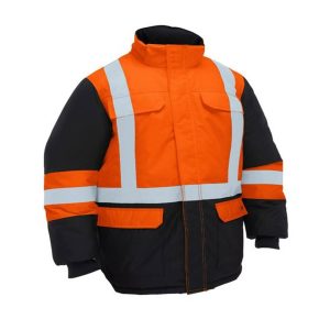 Bisley H Taped Hi Vis Freezer Jacket with Hood, Two Tone, Orange/Navy, BJ6454HT_TT05